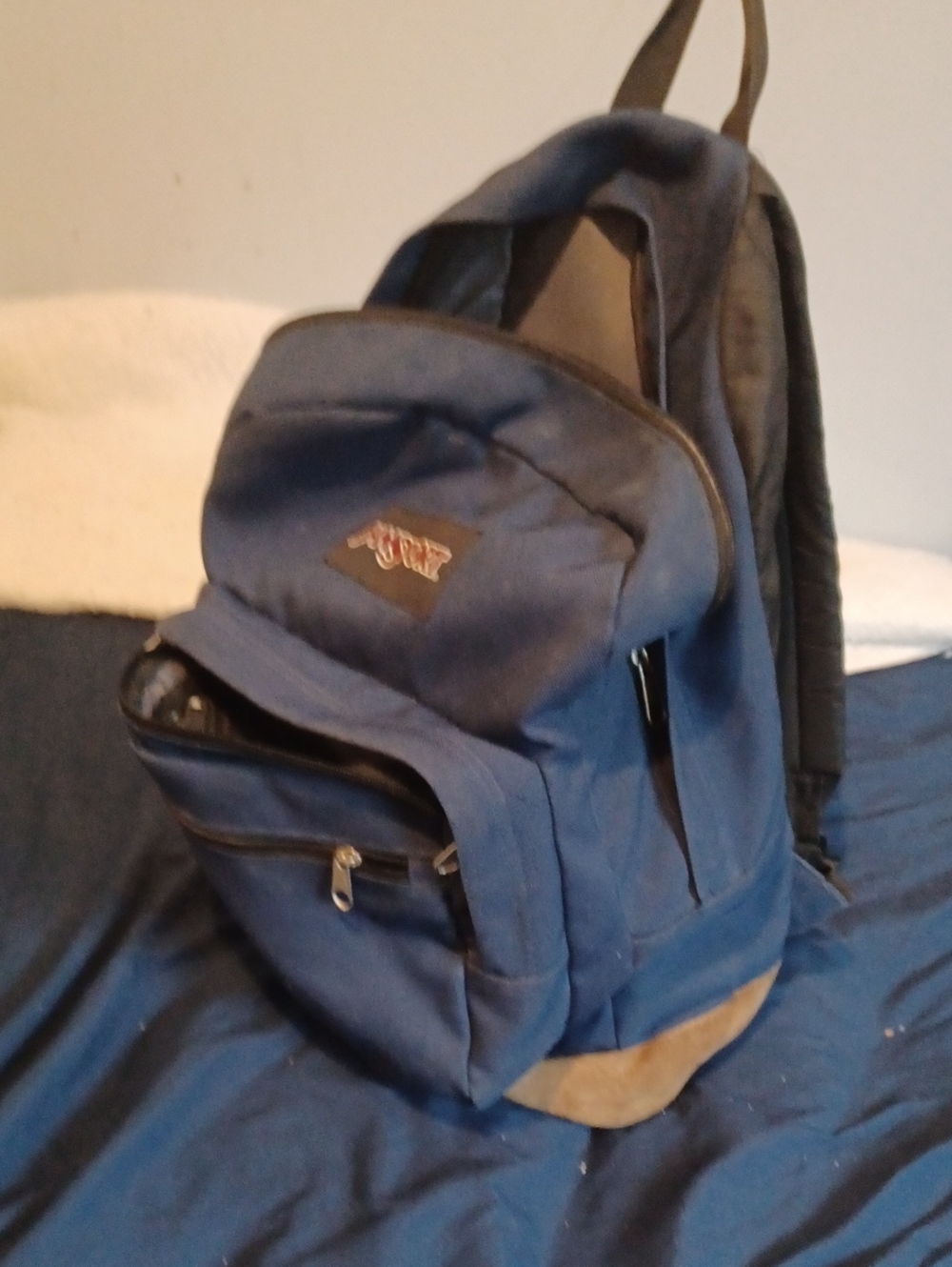 Jansport Navy Backpack with Tan Base